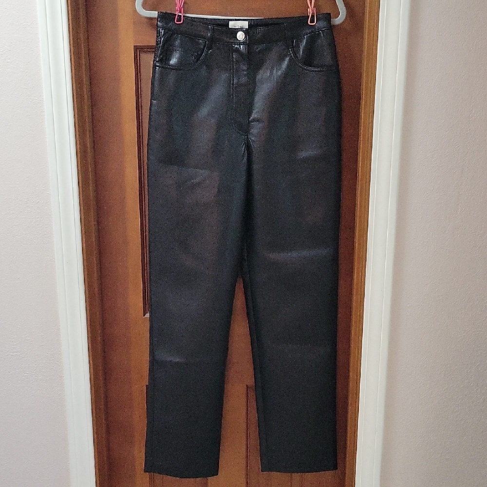 Wilfred Jet Black Leatherette Trousers